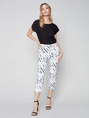 Charlie B Printed Pull On Stretch Cropped Cuffed Pant